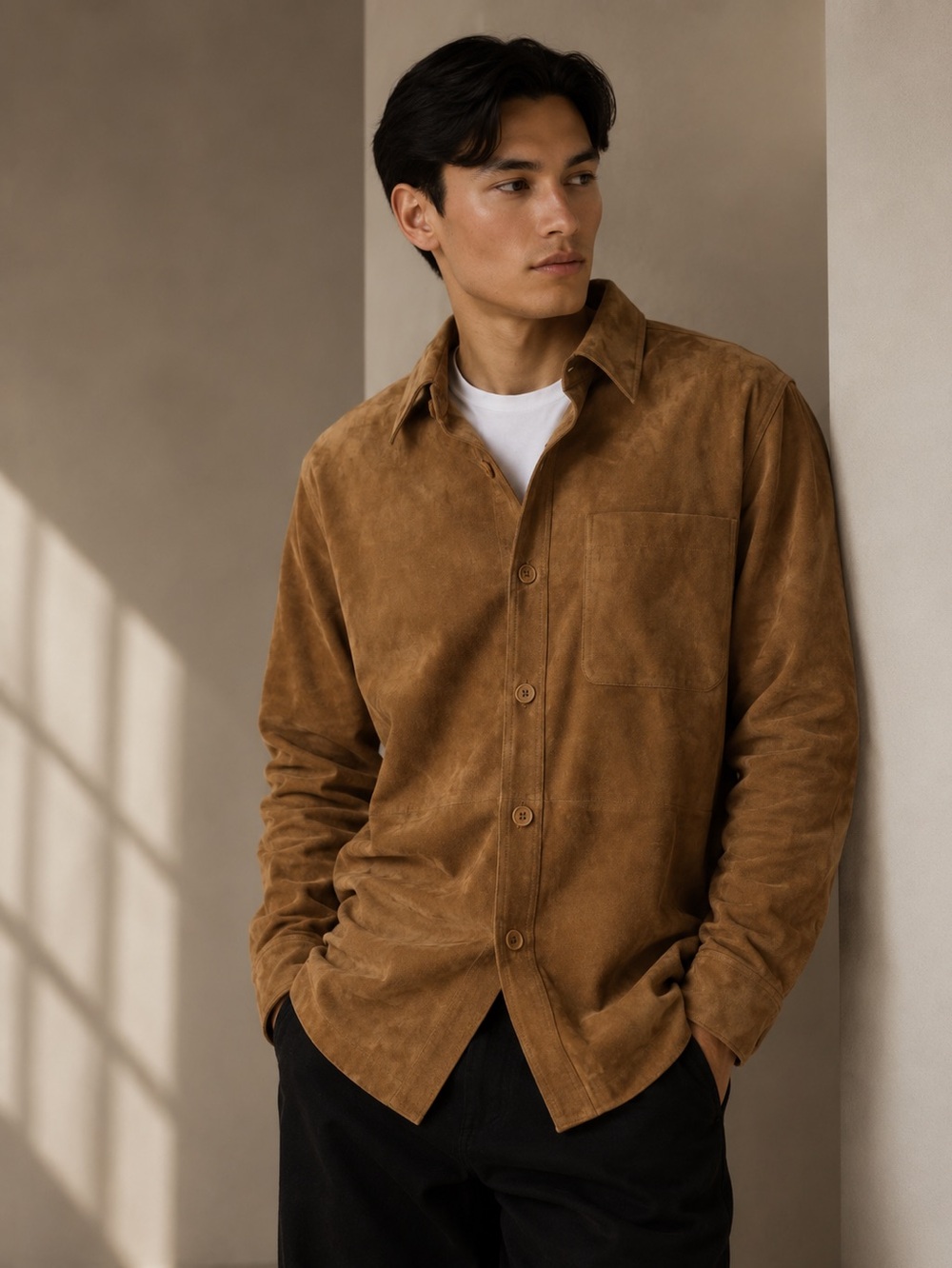 Quince 100% Suede Overshirt Cognac Brown Outerwear M‎